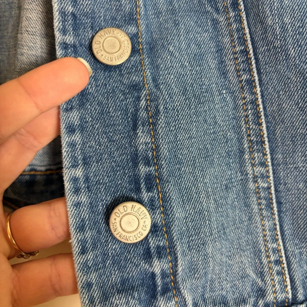 Old Navy Girls XXL 16 Blue Denim Vest Sleeveless Trucker Jacket Button Up